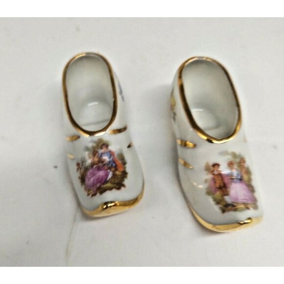 LIMOGES FRANCE RARE MINATURE PORCELAIN SLIPPERS SET OF TWO - Picture 10 of 10